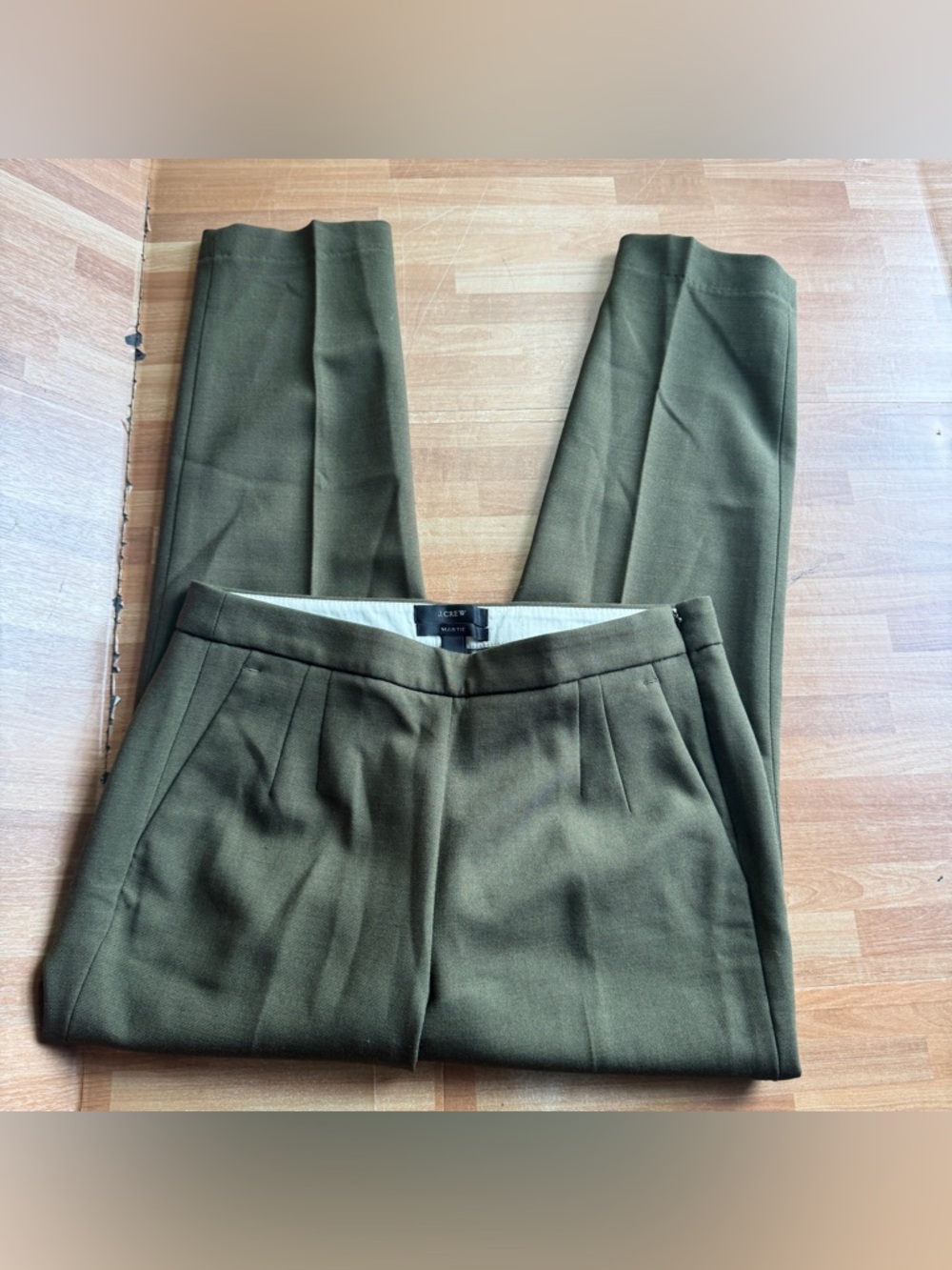 J. Crew martie wool slacks, army green, ankle pants, size 0 - Picture 3 of 12